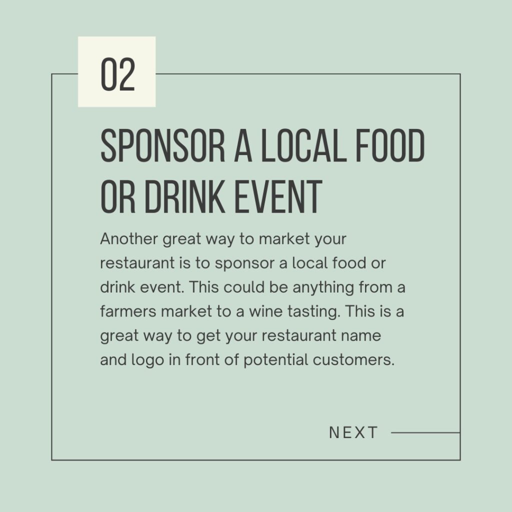 02. Sponsor a Local Food or Drink Event